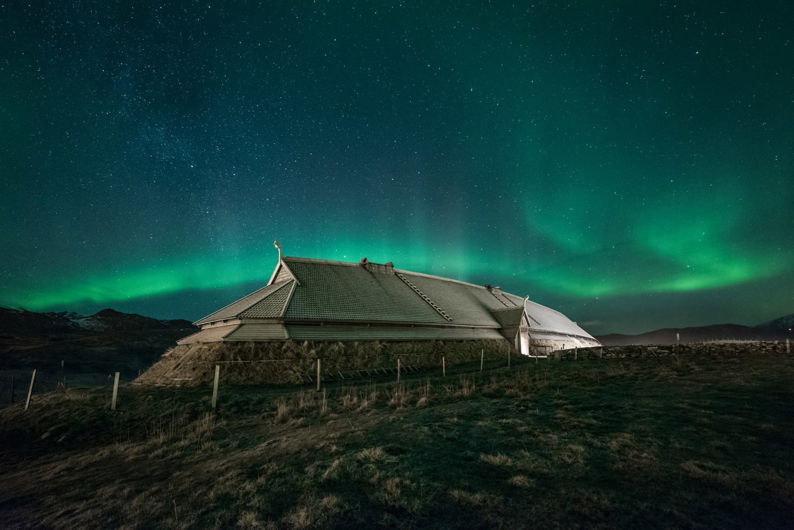 Lofotr vikingmuseum northern lights photo stephen henriksen arctic photography web